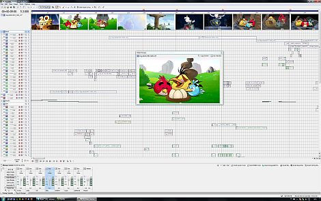 Angry Birds -pelin ääntä ja musiikkia viilataan kuntoon Acid Pro -softassa.  